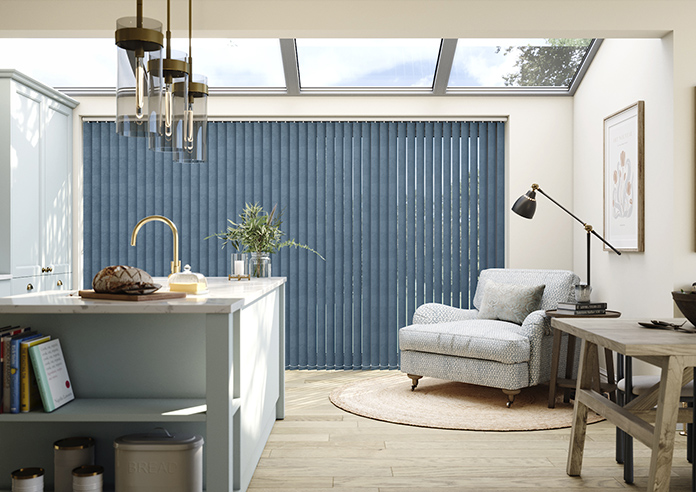 Flori Faux Suede (Blackout), Blue Jean - Vertical Blind - Image 3
